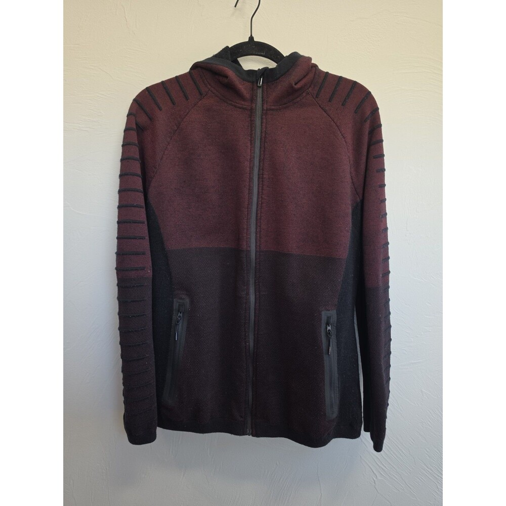 Smartwool Intraknit Merino Fleece Hoodie Mens L Burgundy Wool